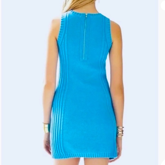 NWT Lilly Pulitzer Elise Ariel Blue Cable Knit Sweater Shift Dress - Picture 4 of 7